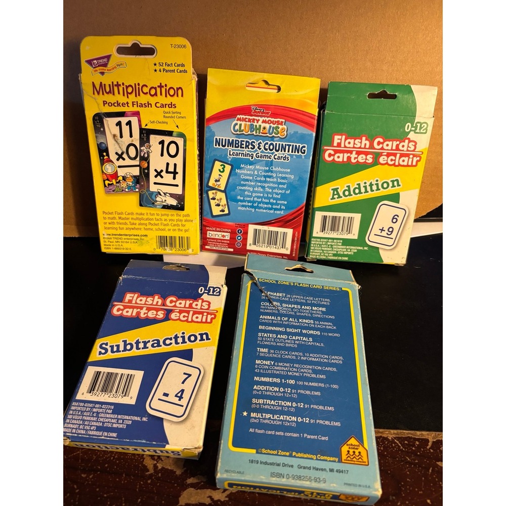 Flash cards Lot - Addition, Subtraction, Multiplication Learning Math 5 Packs - Picture 4 of 4